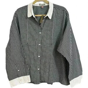 J. Crew Plus Womens Shirt 3XL Cotton Poplin Bib Pajama Top Button-Up